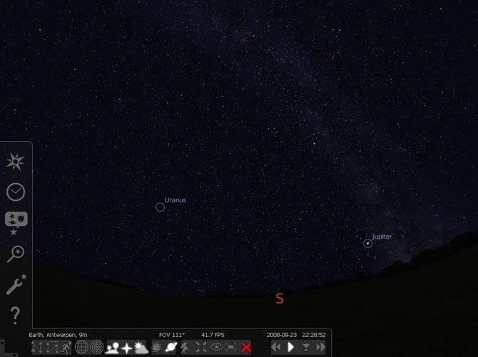 Interfaz de Stellarium.