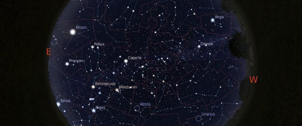 Vue complète du ciel, de la Voie lactée et des constellations avec leurs délimitations.
